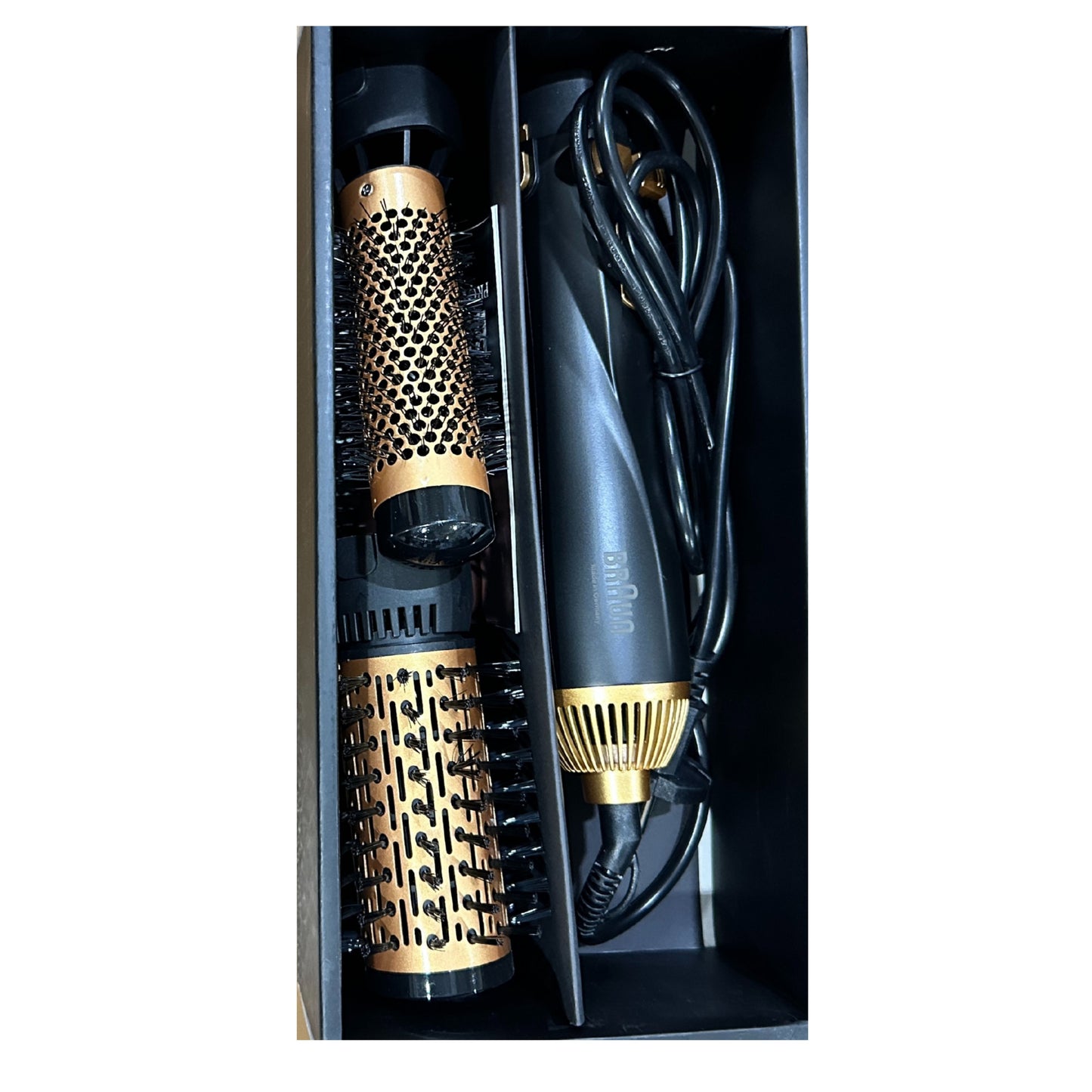 Braun 4 in 1 Blow and Dry Caring Air Styler - Hair Dryer Hot Brush and Hair Curler for Mid to Long Length Hair 4 Attachments 1000 Watts