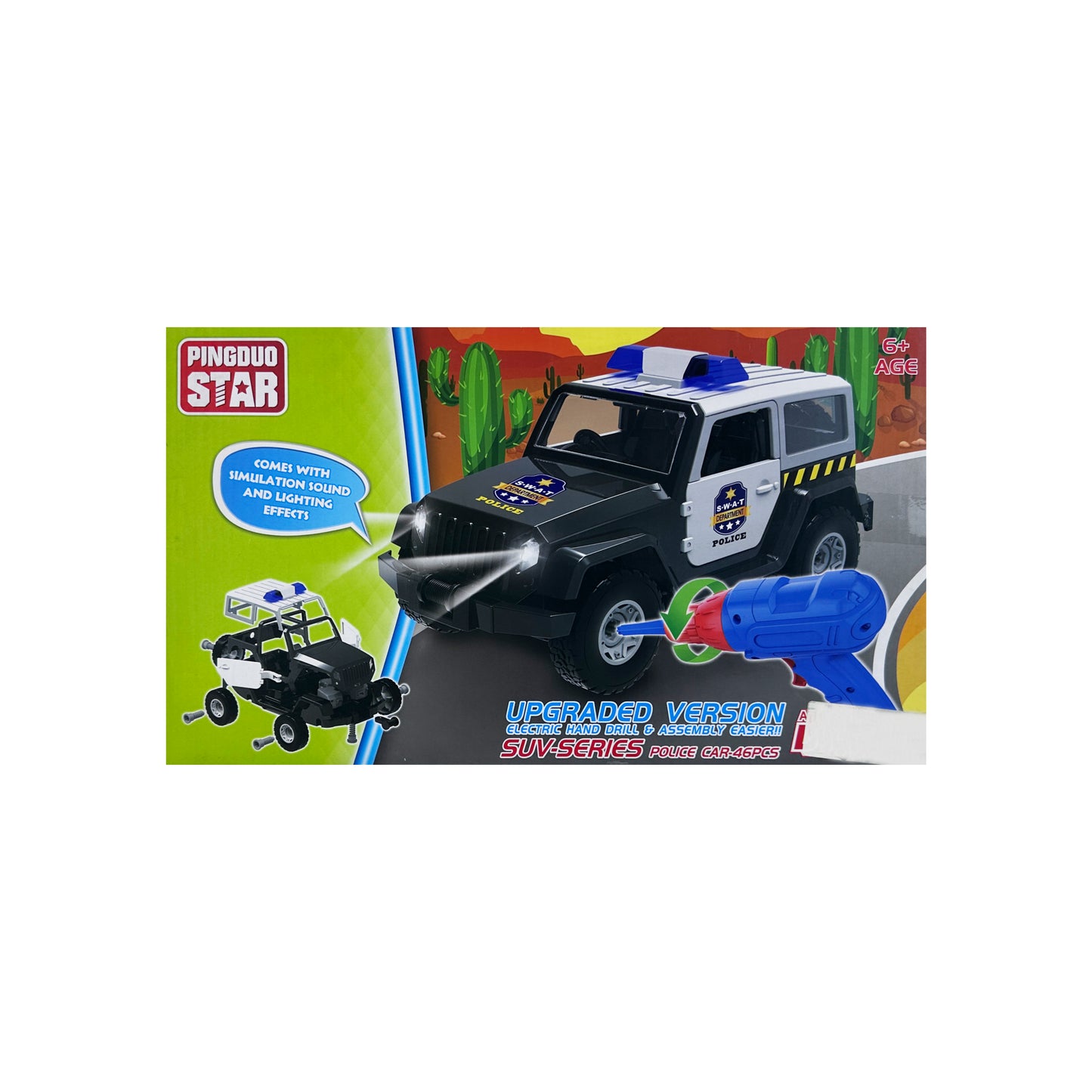 Police SUV Kimi Constructor with Light and Sound Effect Black and White