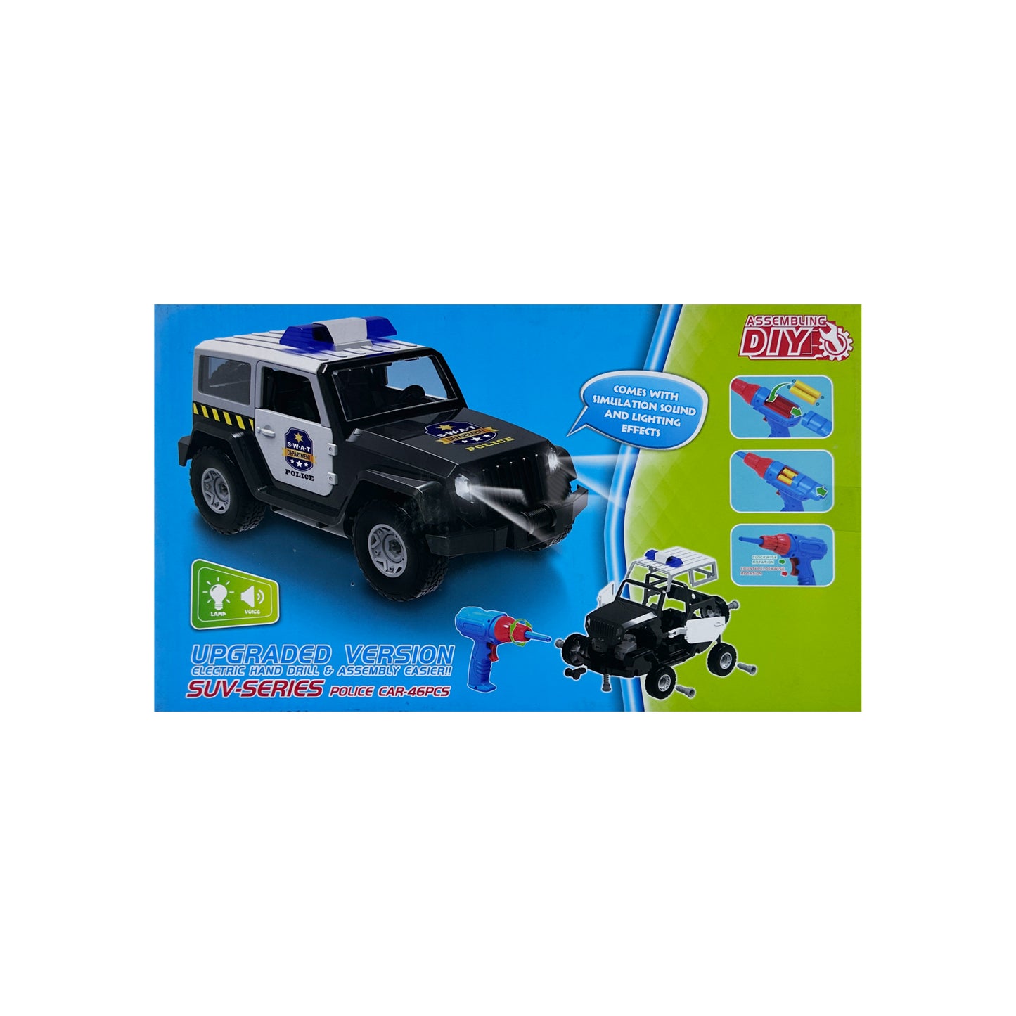 Police SUV Kimi Constructor with Light and Sound Effect Black and White