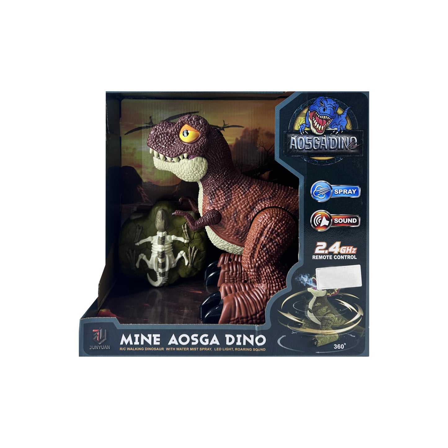 R/C Walking Dinosaur With Water Mist Spray, Led Light Roaring Sound