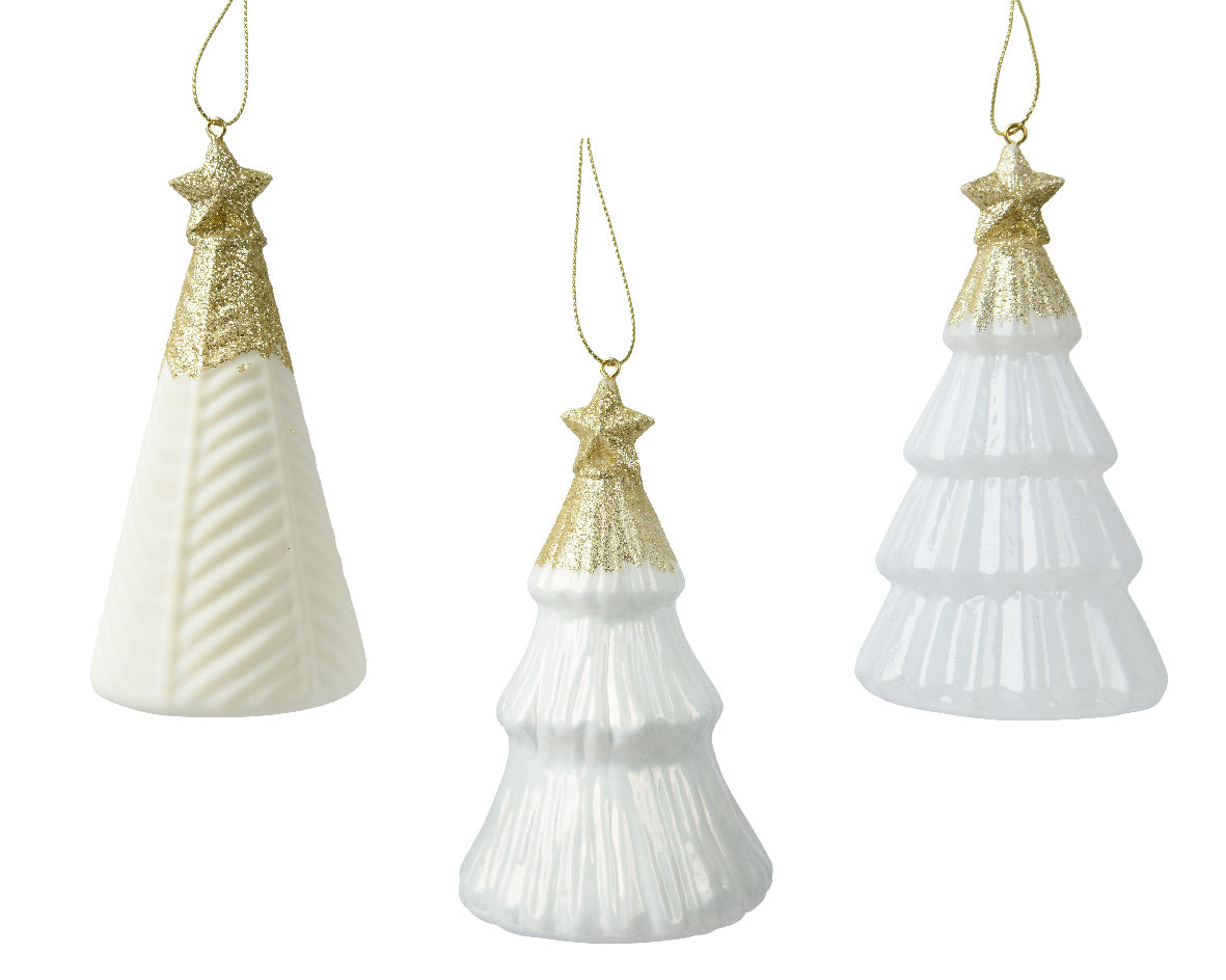 glass Tree glass with star on top and gold glitter 1pc - 14cm
