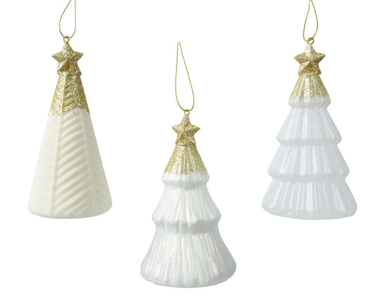 glass Tree glass with star on top and gold glitter 1pc - 14cm