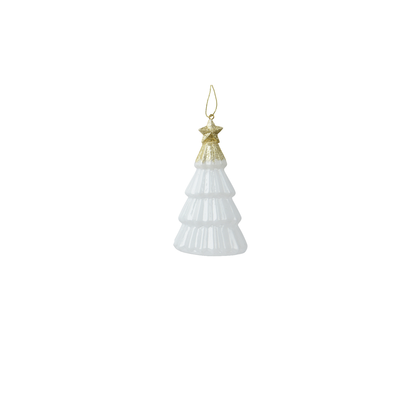glass Tree glass with star on top and gold glitter 1pc - 14cm