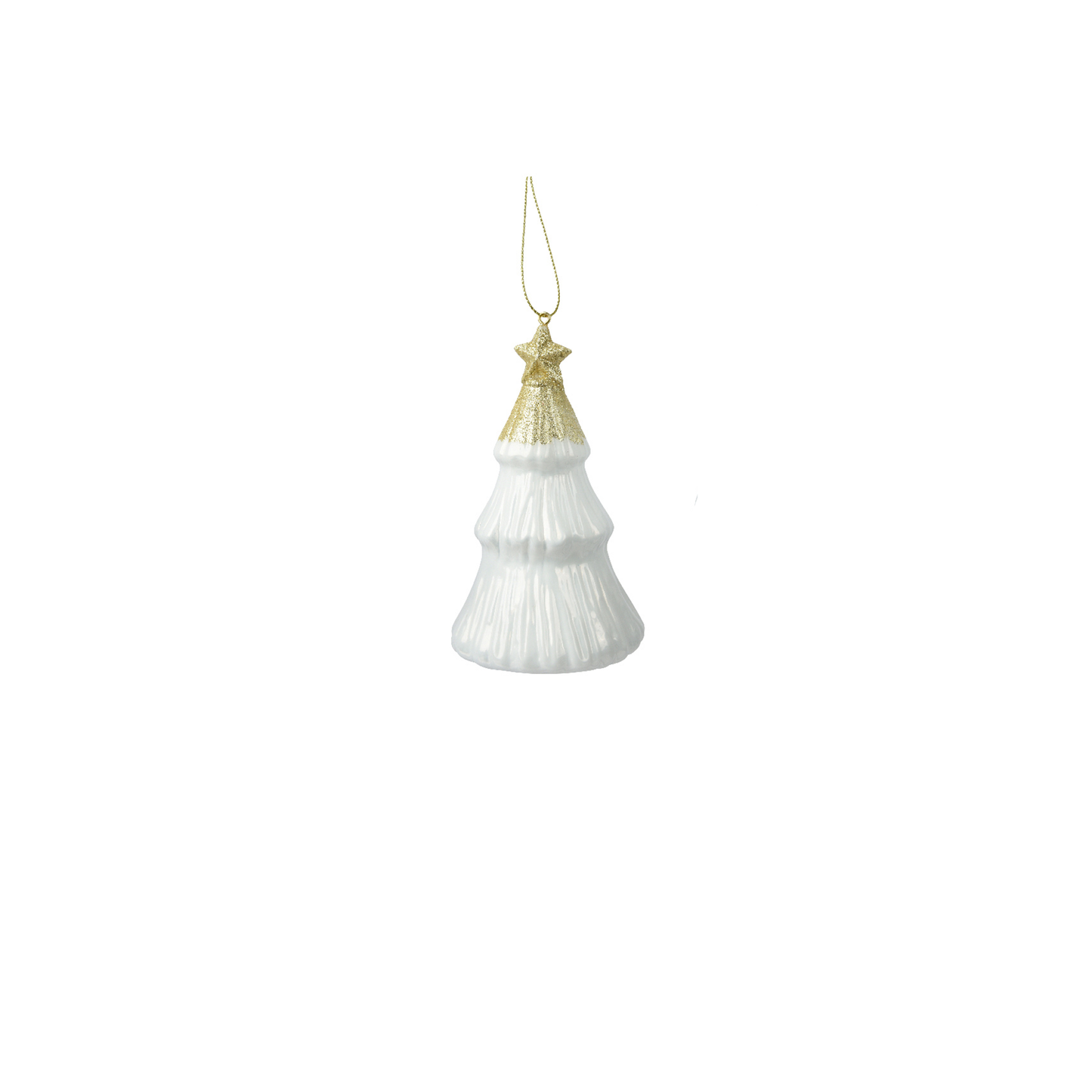 glass Tree glass with star on top and gold glitter 1pc - 14cm