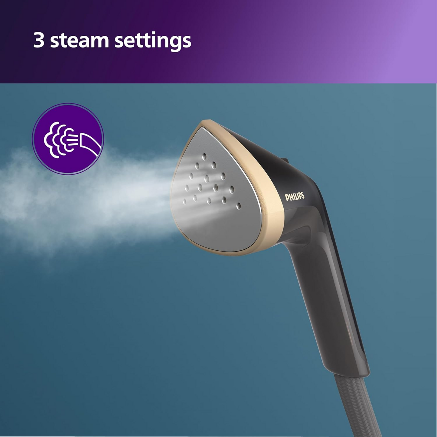 Philips 3000 Series Garments Steamer, 2000W, 40g/min Steam, 3 Settings, 2L