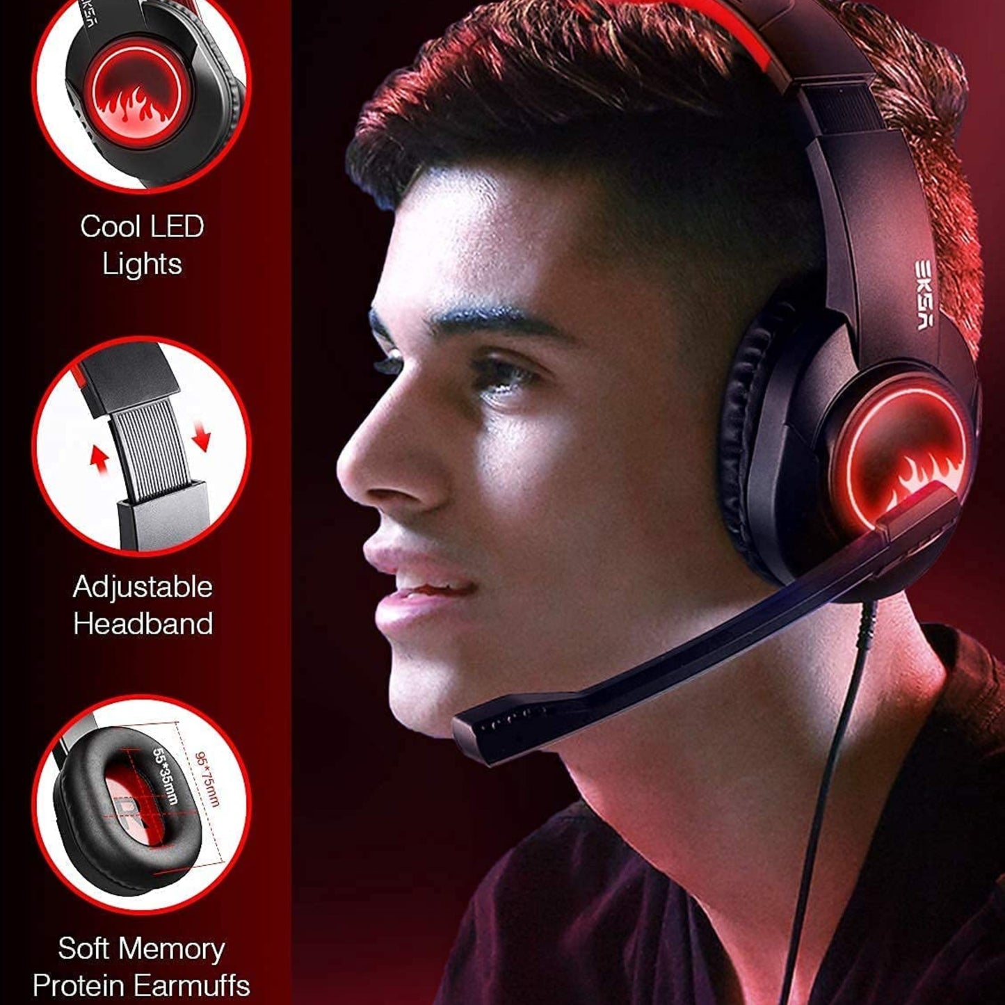 Eksa T8 Ps4 Gaming Wired Over Ear Headphones With Mic With Noise Canceling,