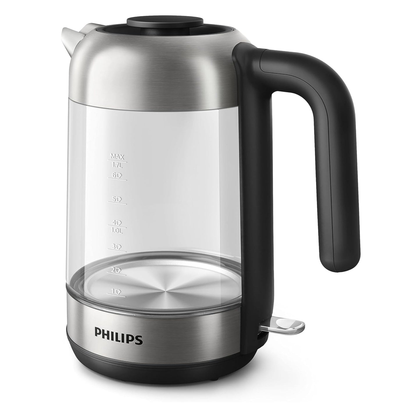Philips Glass Kettle Series 5000-2200W, 1.7L, Blue Light Indicator, Removable lid, Metal/Transparent -