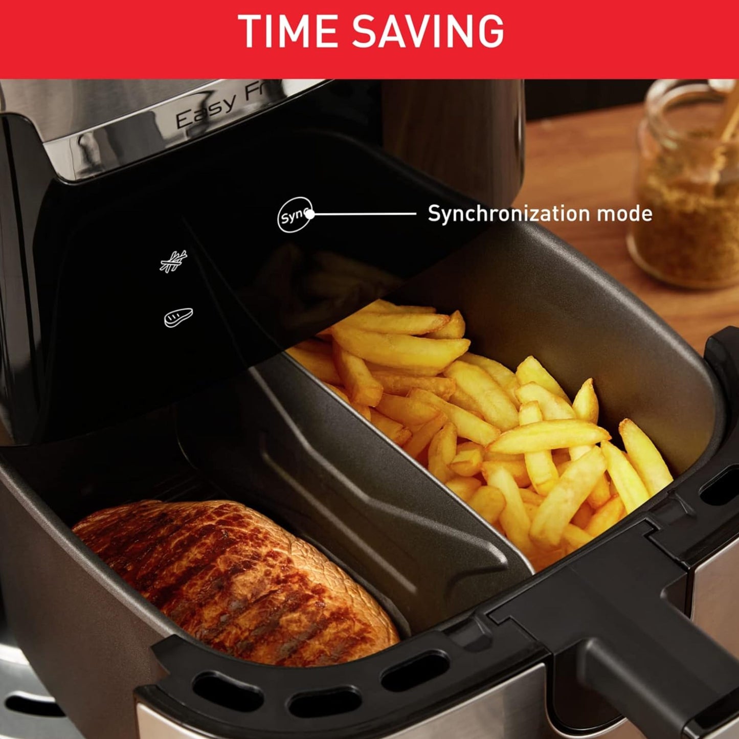 TEFAL Air Fryer Easy Fry&Grill Digital 2-in-1XXL 6.5 Capacity 1830 W Flexcook Divider for Dual Cooking Air Fry + Grill 8 Automatic Programs Adjustable...
