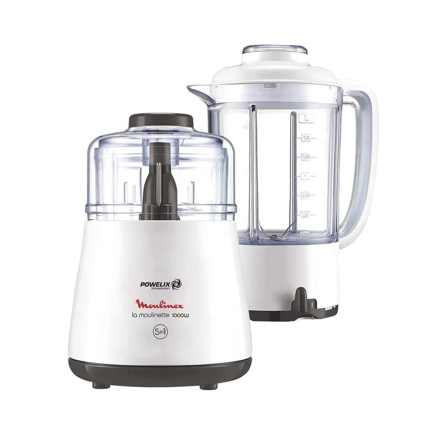 Moulinex La Moulinette Chopper With Blender, 1000 Watt, White