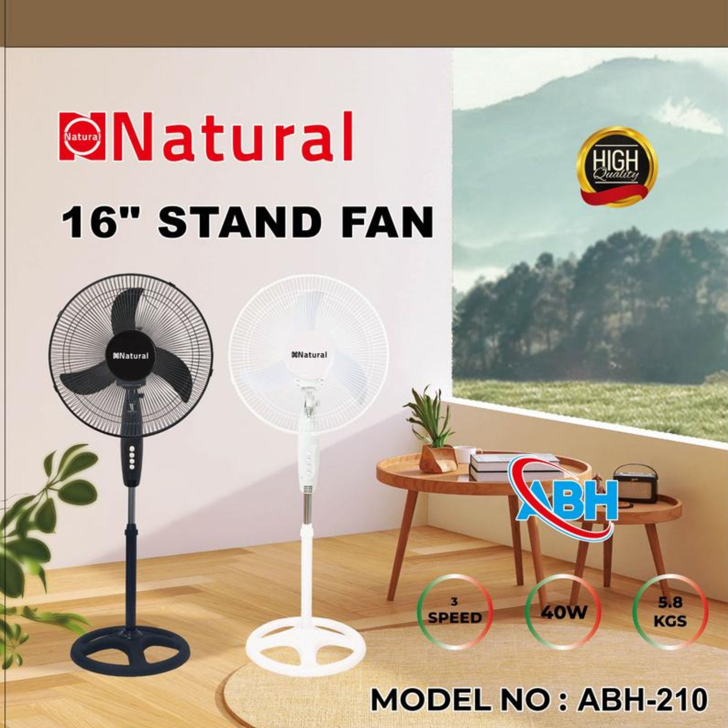 Stand Electric Fan 16 inch Natural