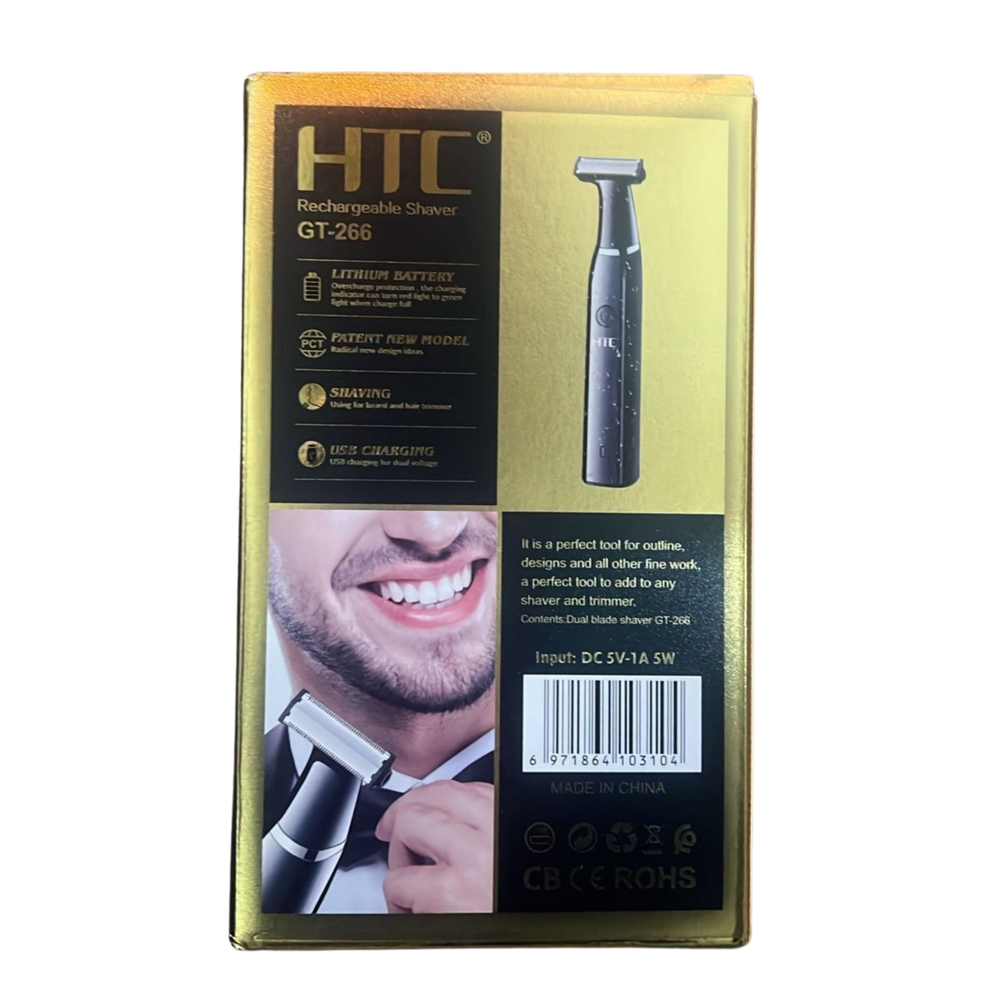 HTC High Quality Waterproof Rechargeable Face and Body Razor Electric Blade Shaver and Beard Trimmer