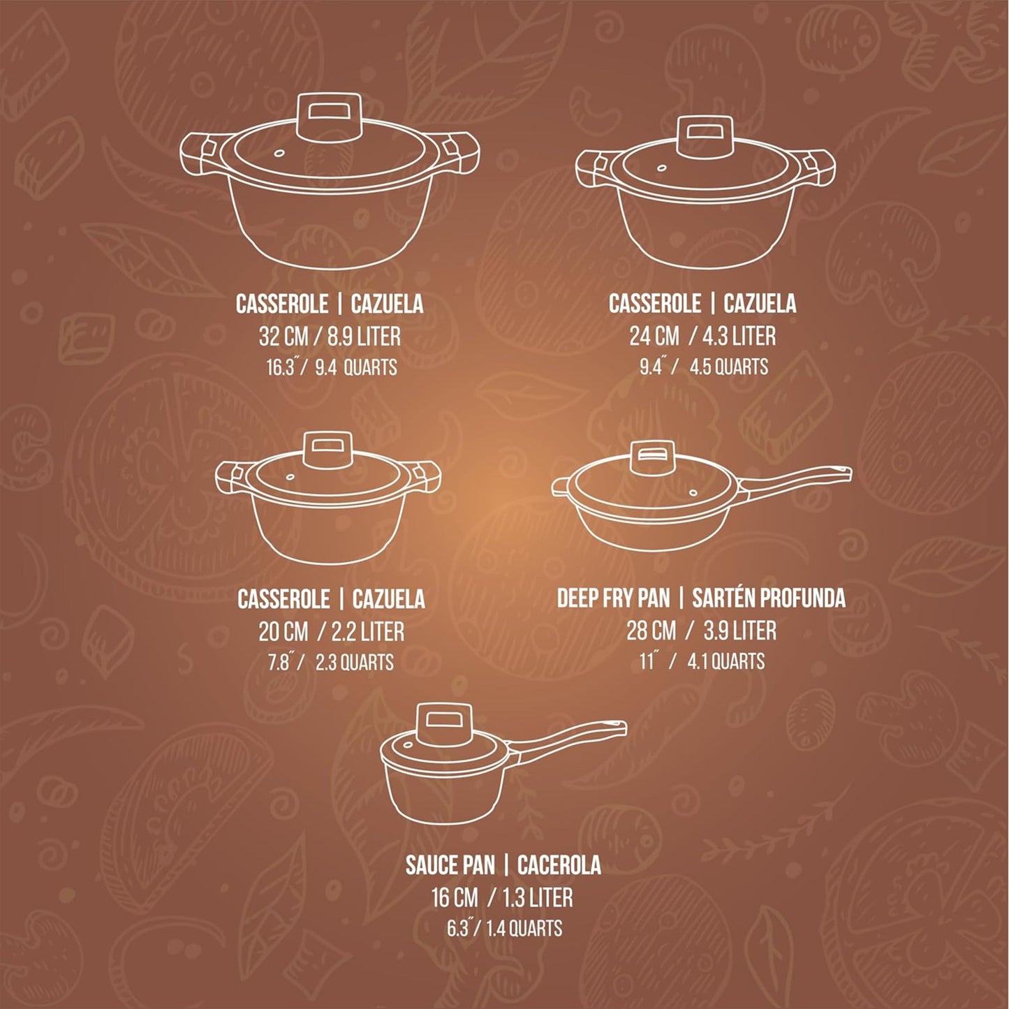 Müller Kitchen 10-Piece Marble Coated Induction Cookware Set - Beige