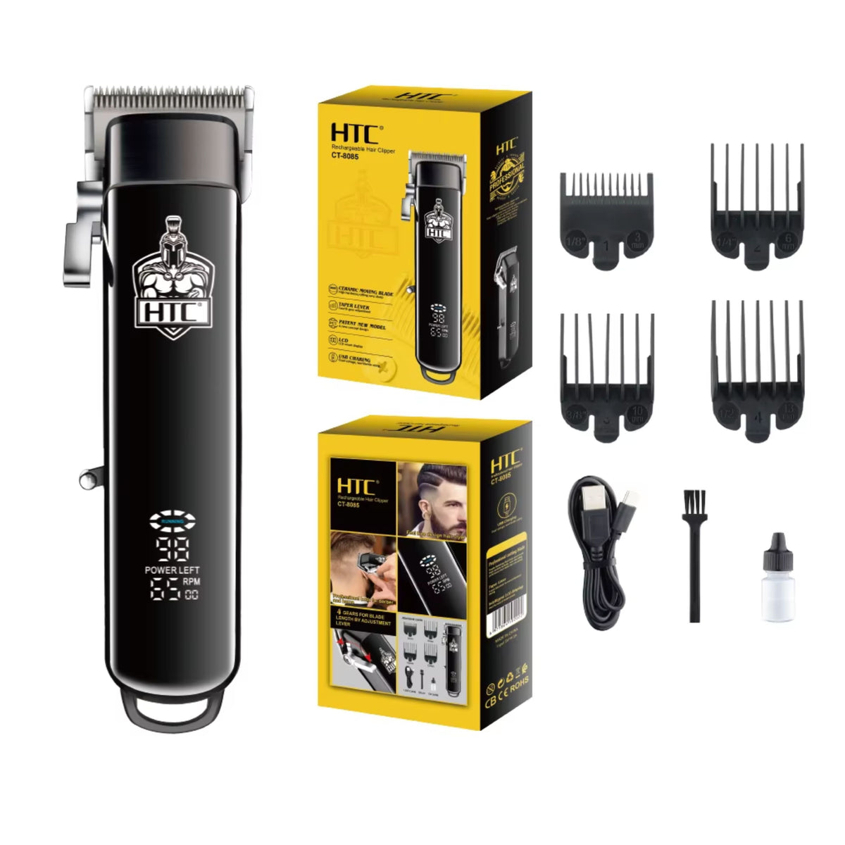HTC Powerful Professional Hair Clipper Salon Use Ceramic Moving Blade Hair Clipper Trimmer