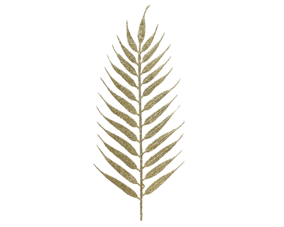 gold Artificial Christmas Glitter Leaf 4pcs - 42 cm