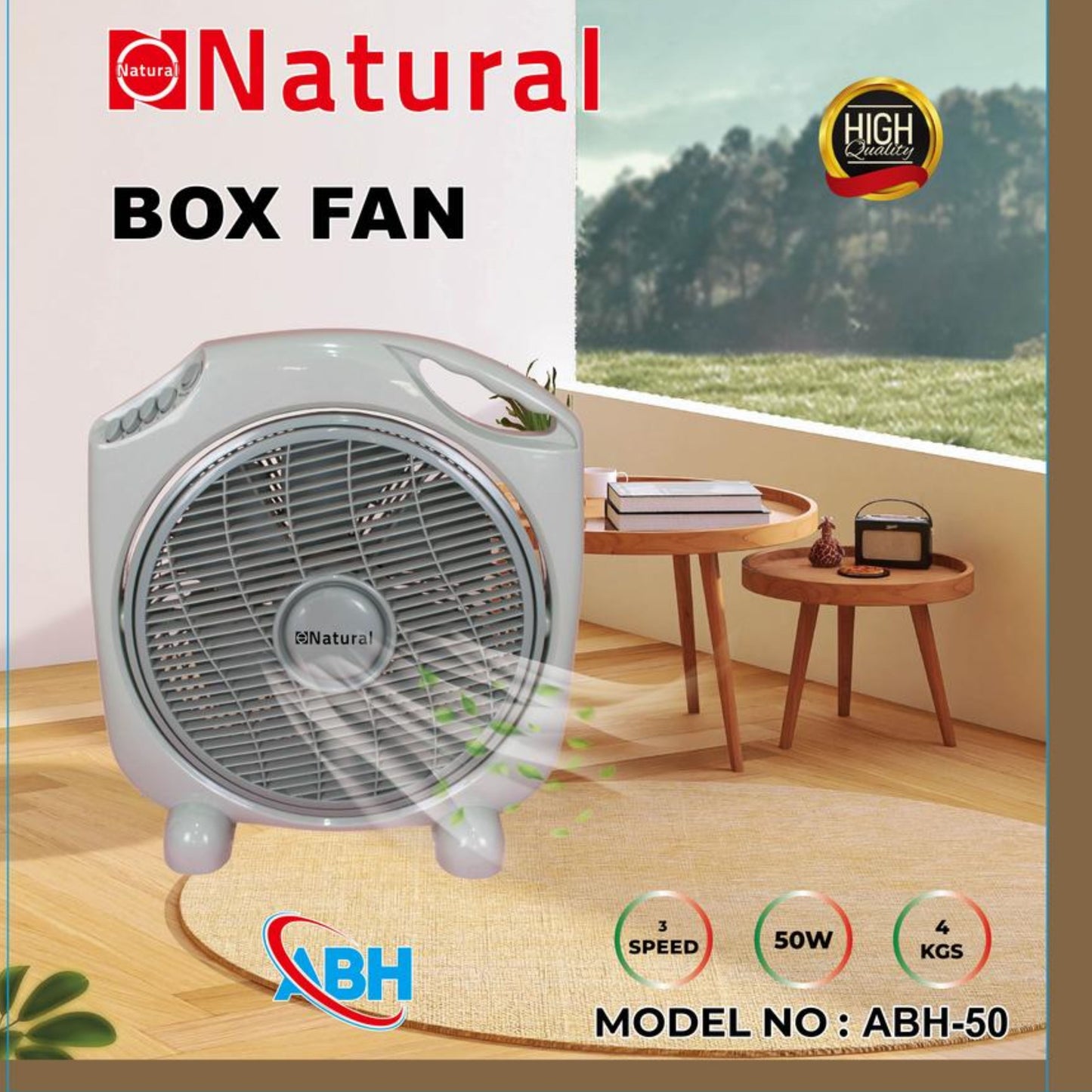 Natural Box Fan 12'' 3 speed 50W