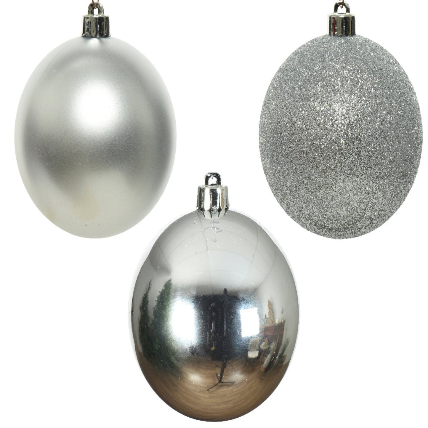 Baubles shatterproof shiny, matt, glitter, crinckle mix 34pcs 8cm