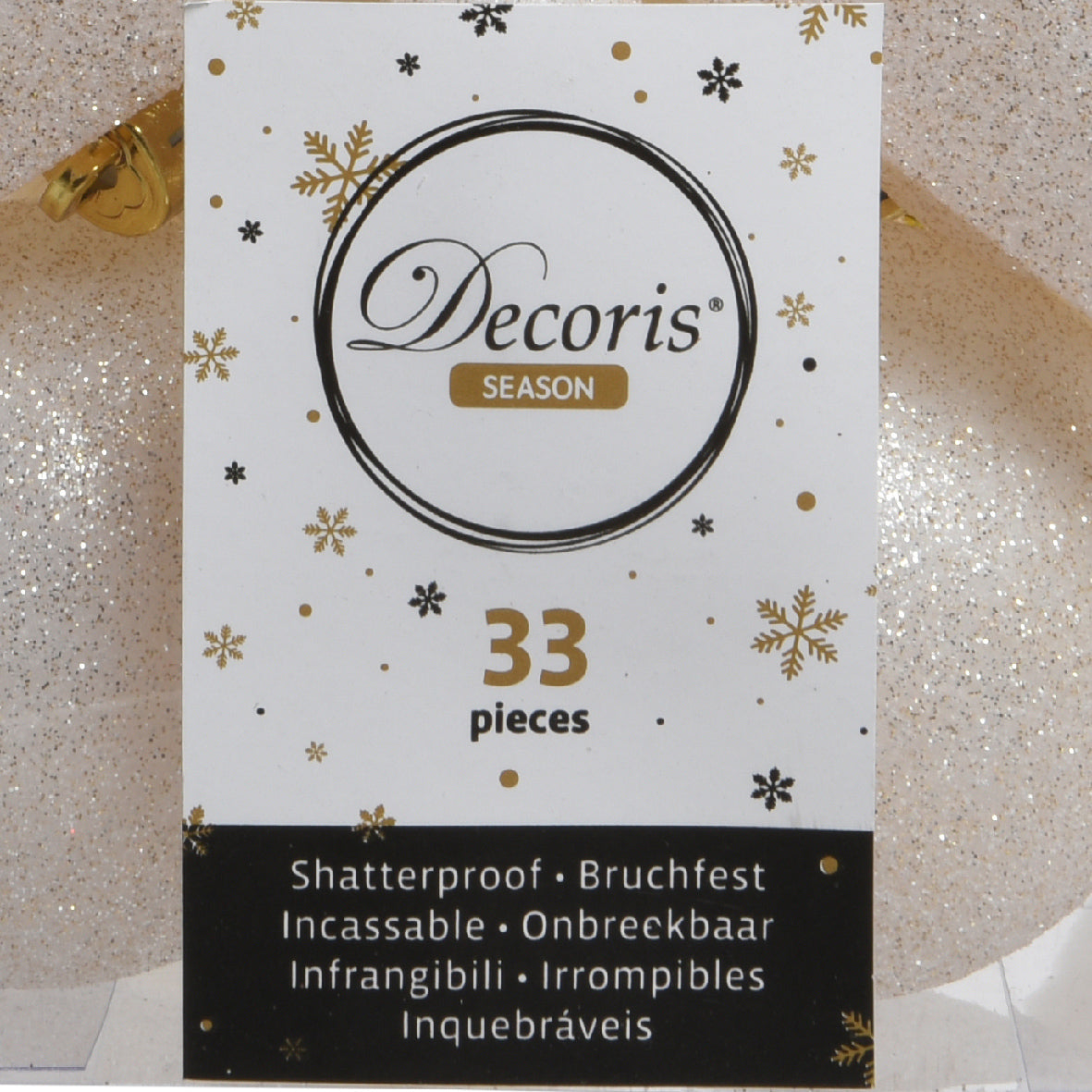Baubles shatterproof matt, shiny, glitter mix 33pcs 8cm