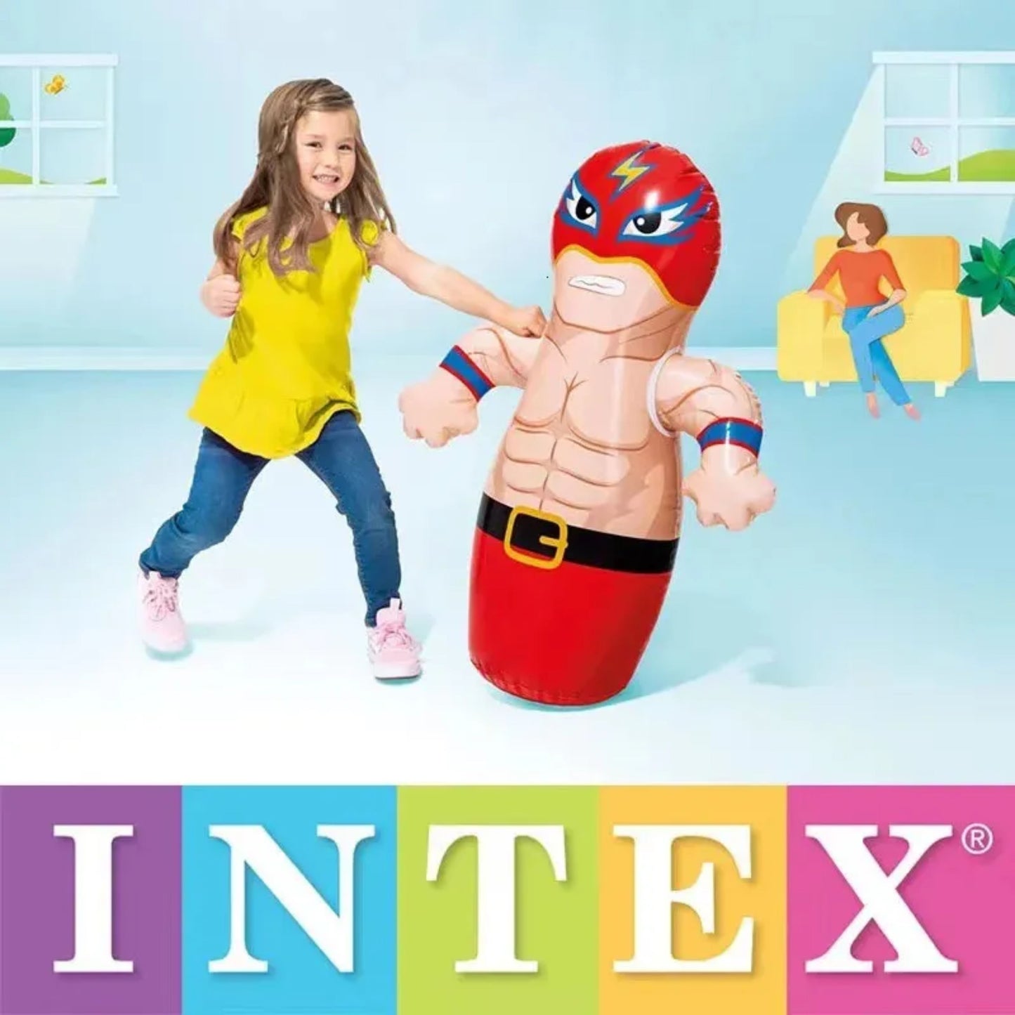 Intex 3D Bop Bag Blow Up Inflatable Wrestler 91cm x 72cm