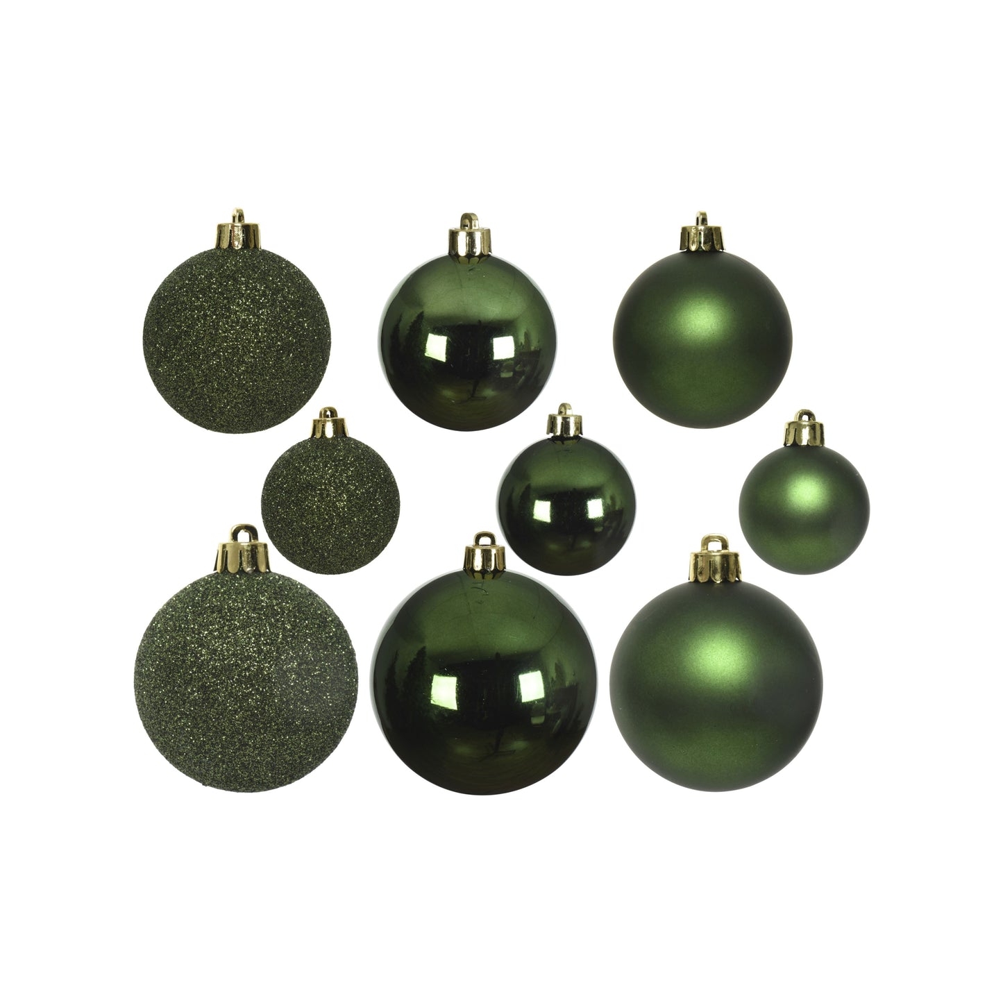 Baubles polystyrene shiny, matt, glitter mix 30 pcs - green