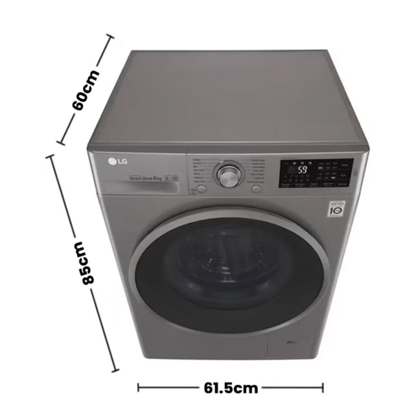 Washer Front load 8k GREY INOX