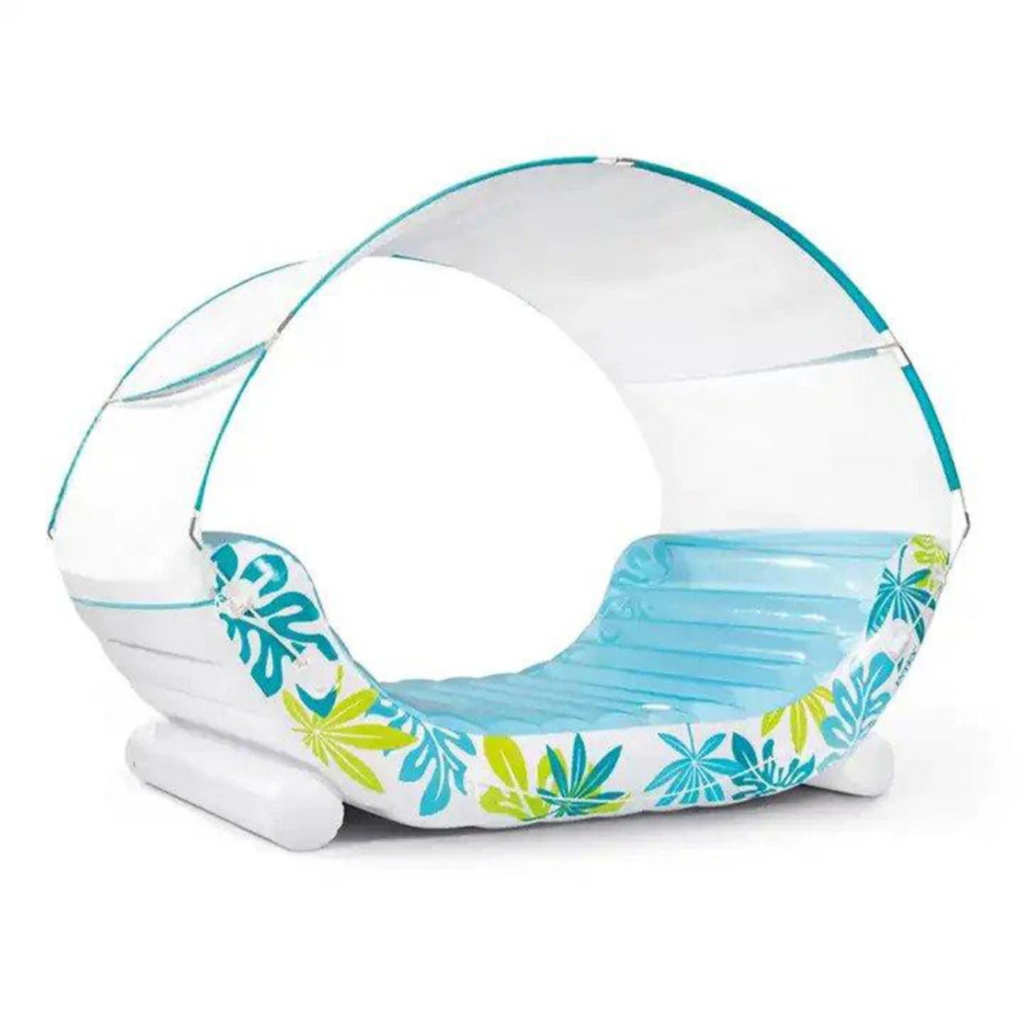 Intex Tropical Canopy Lounge, an inflatable two-person floating lounge designed for relaxation in pools, lakes, or other water bodies. 224 x 150 x 165 cm