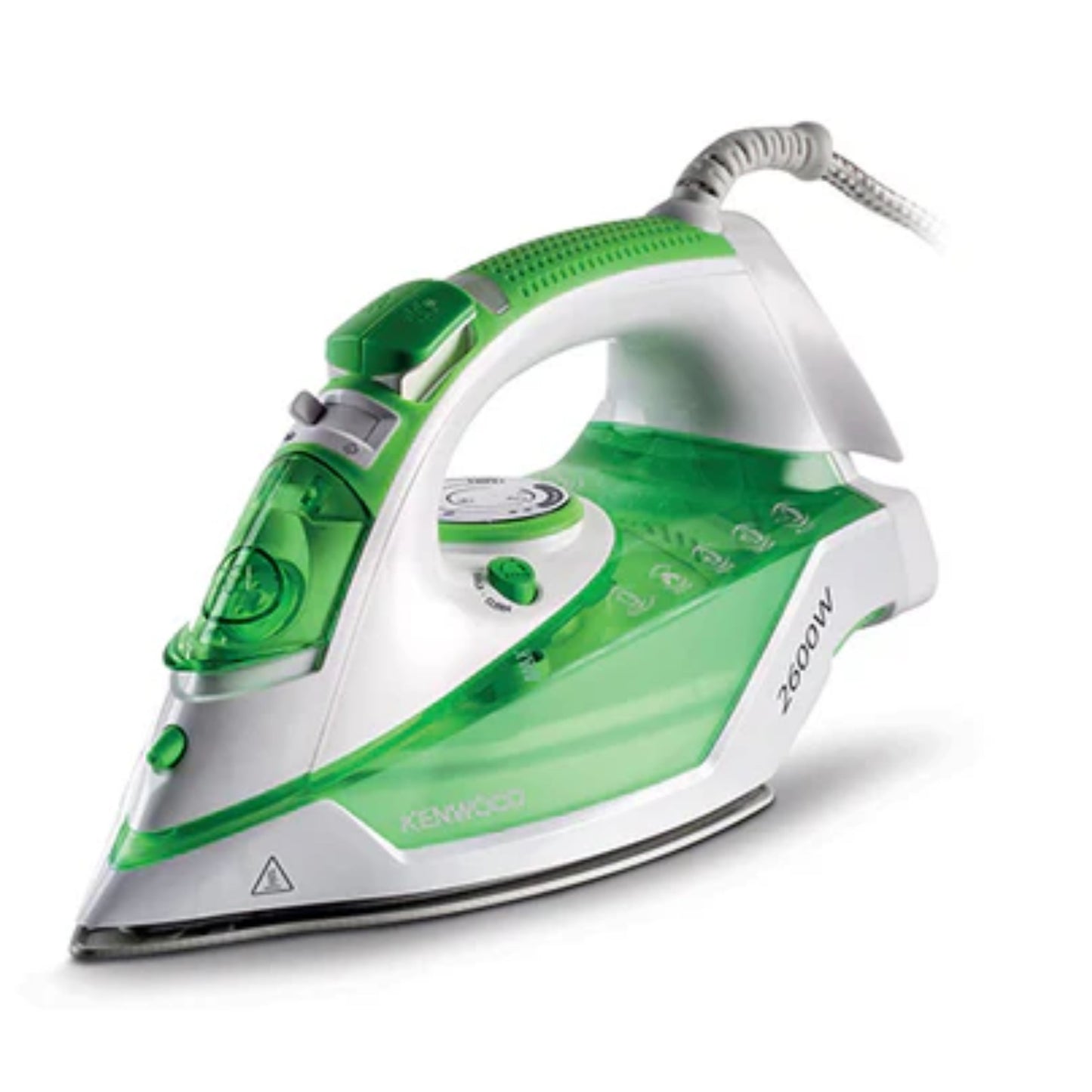 KENWOOD Steam Iron 2600W with Ceramic Soleplate, Anti-Drip, Anti-Calc, Self Clean, Continuous Steam, Burst, Spray Function White/Green