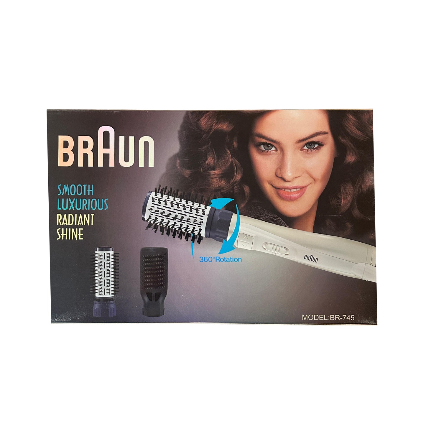 Braun 6-in-1 Blow and Dry Caring Air Styler - Hair Dryer Hot Brush and Hair Curler for Mid to Long Length Hair 4 Attachments 1000 Watts