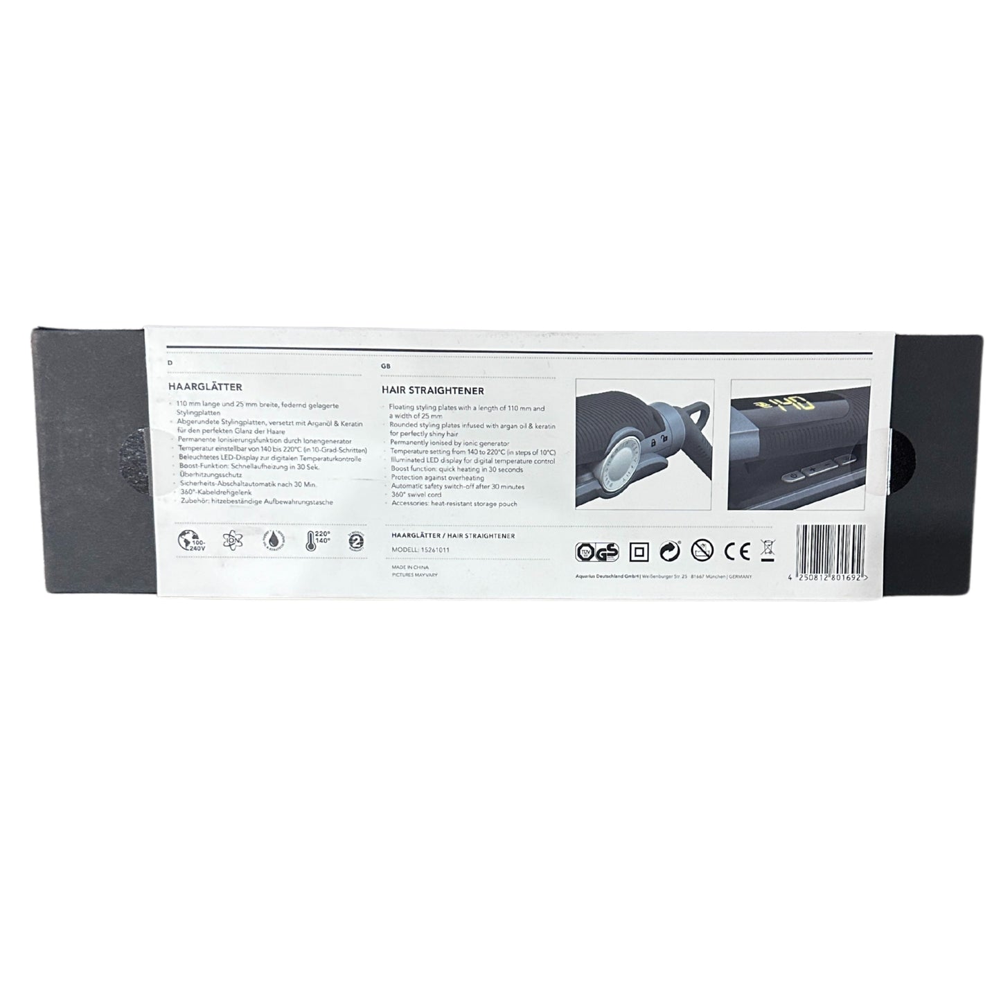 Carrera Hair Straightener 220 Degree max temperature