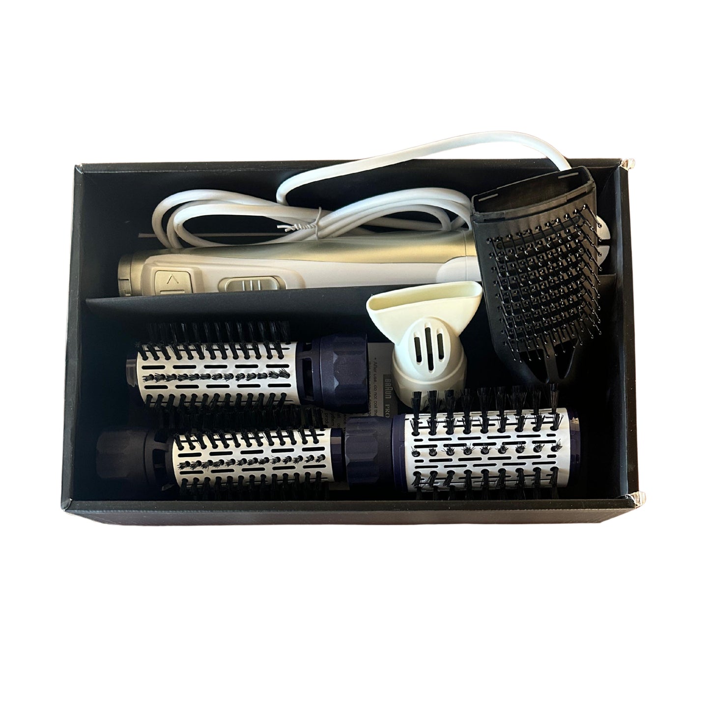 Braun 6-in-1 Blow and Dry Caring Air Styler - Hair Dryer Hot Brush and Hair Curler for Mid to Long Length Hair 4 Attachments 1000 Watts