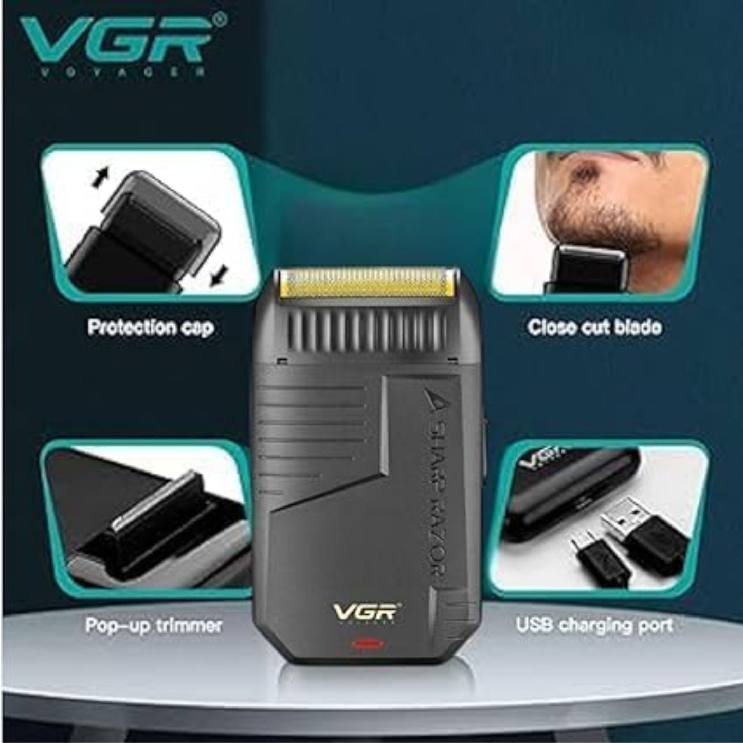 Professional Electric Shaver for Men Beard Smoothing Shaver USB Charging Cable Wet and Dry