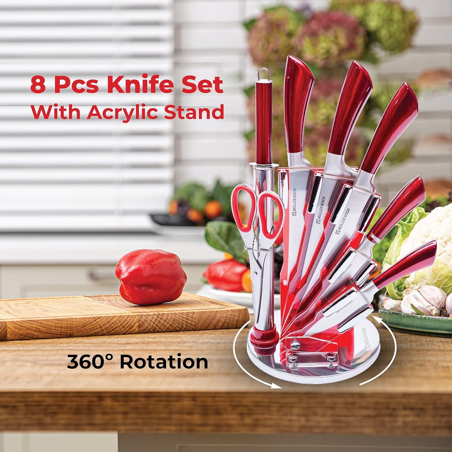 Stainless Steel Knife Set – 8 Pieces | Availalbe in 3 different colors