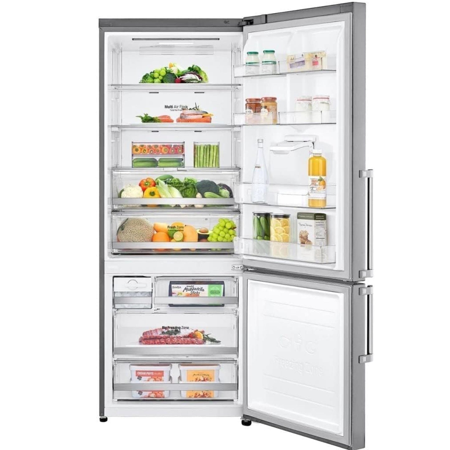 LG 446 Liter Bottom Freezer Refrigerators With Water Dispenser Inverter Linear Compressor Color Silver Model