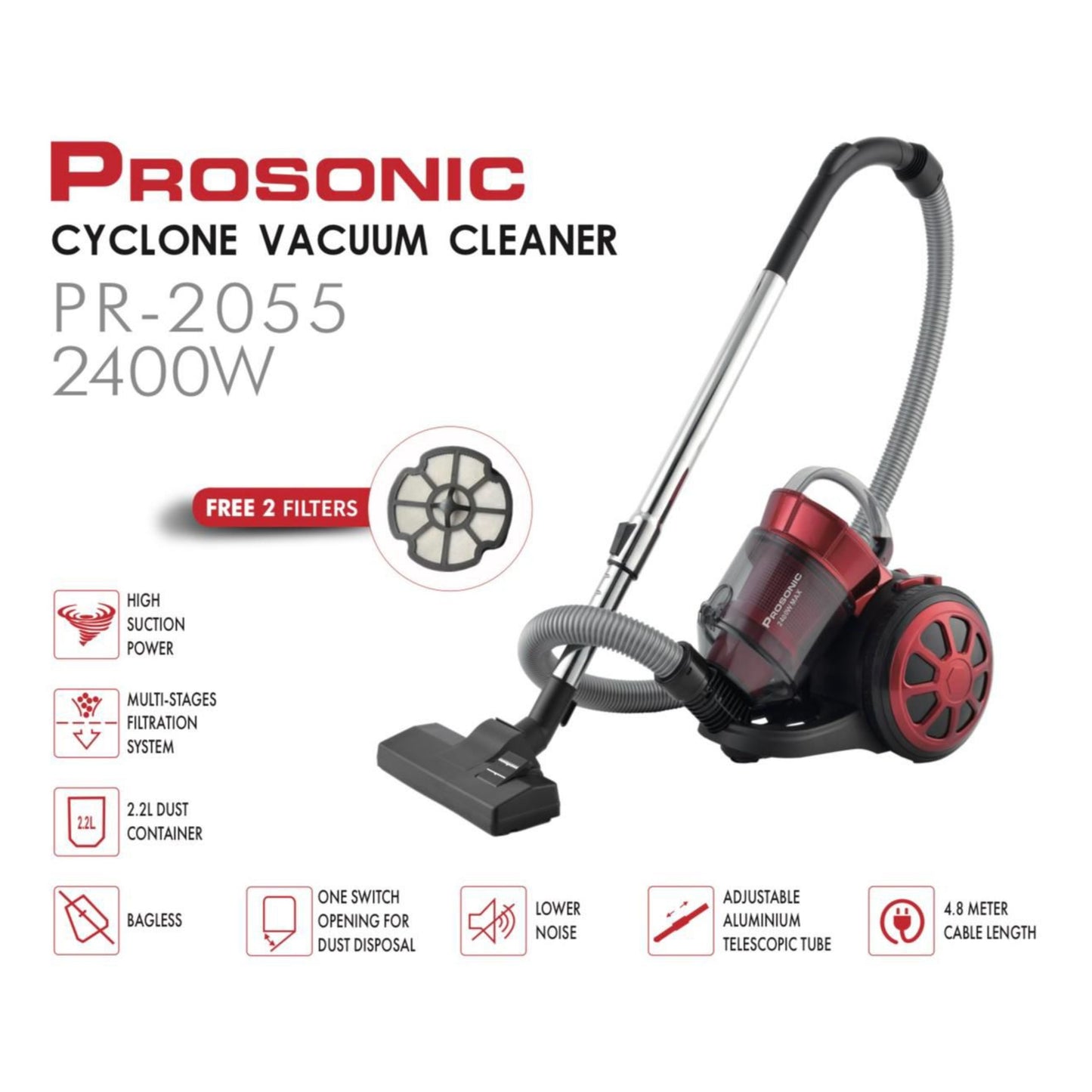 Prosonic Cyclone vacuum cleaner bagless - 2400W