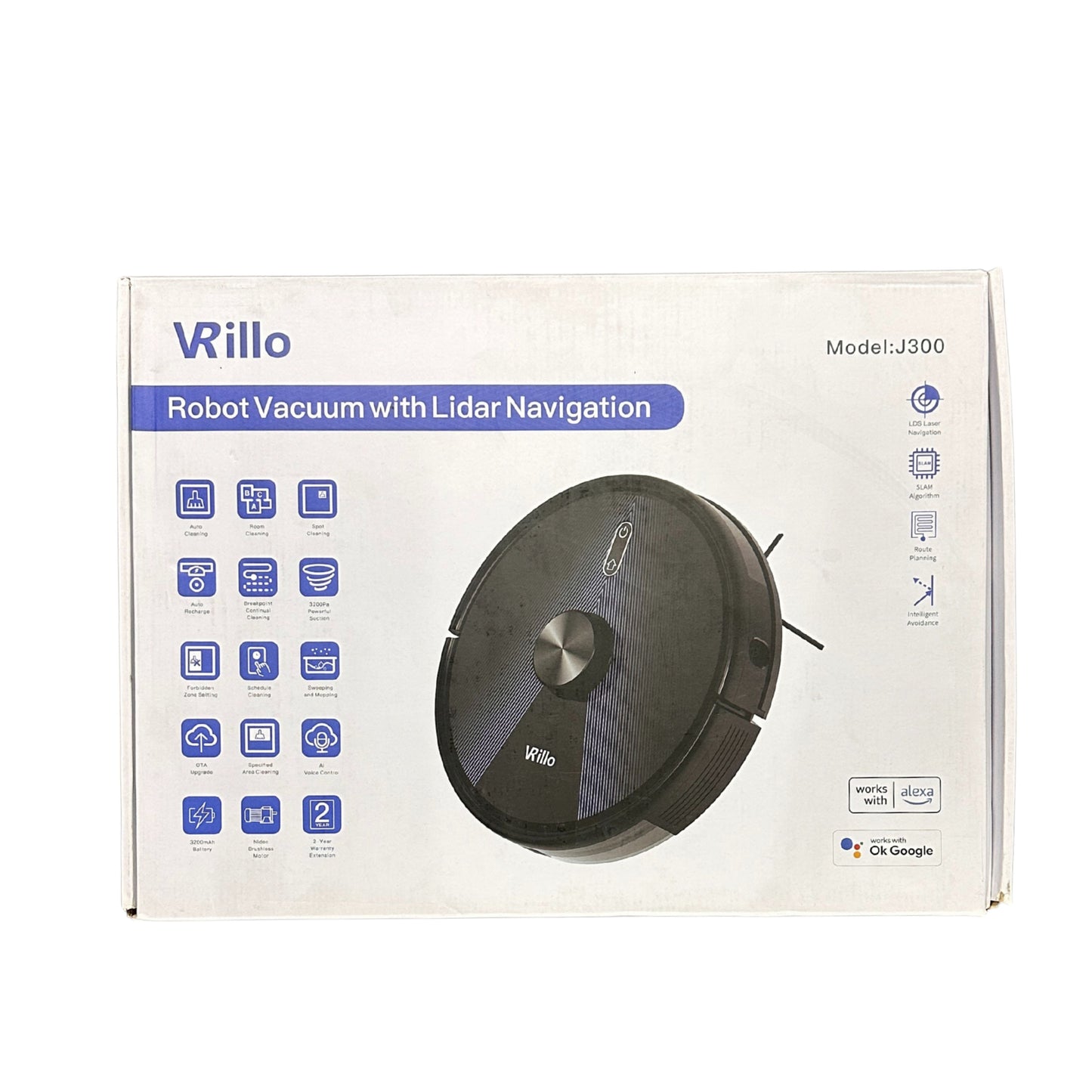 VRillo LDS Navigation Robot Vacuum Cleaner with Mop,Real-time map,5200mAh Battery,Tuya app anc Voice Control