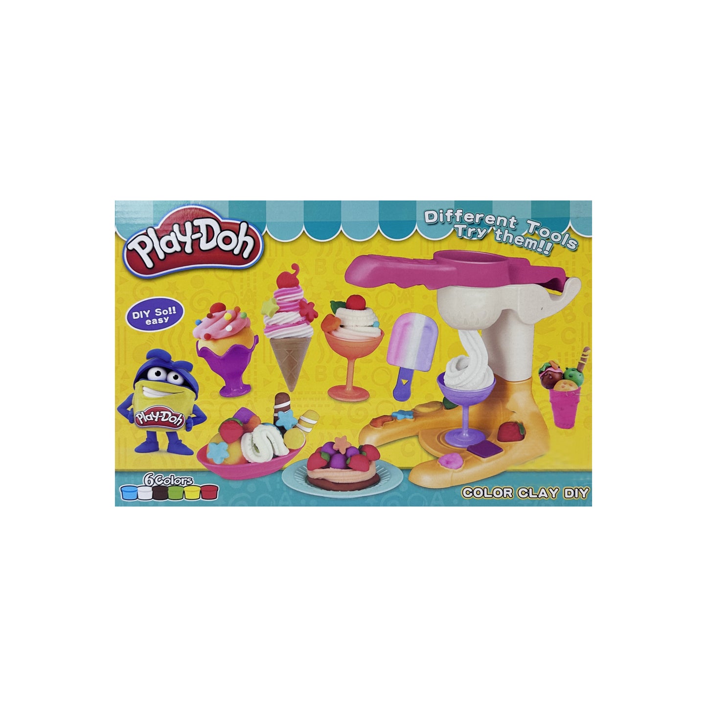 Modeling Clay 6 colours Yellow,Green,Blue,Red,White and Brown With Tools Creating Shapes Of Food