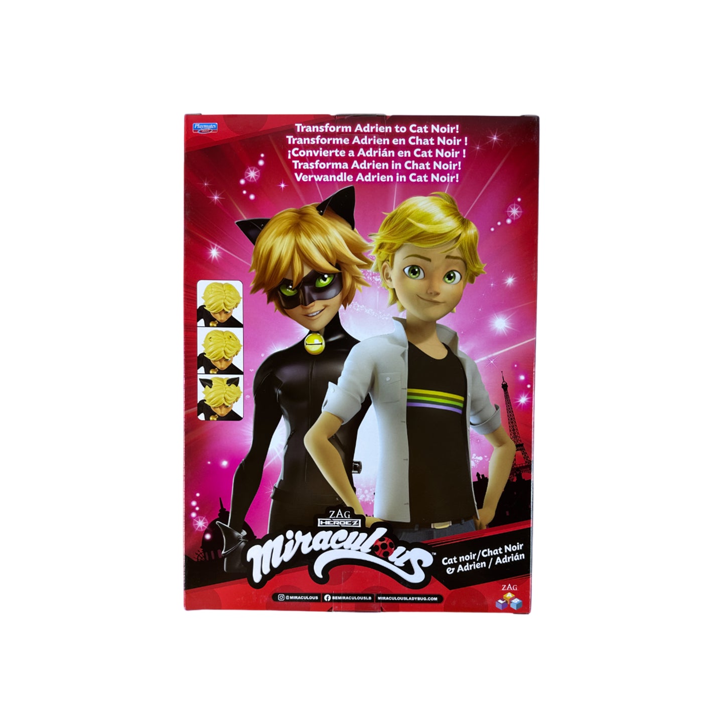 Superhero Secret Fashion Doll, Adrien Costume Change Cat Noir Toy with Accessories, Transforming Cat Noir Doll, from The Tales of Ladybug and Cat Noir