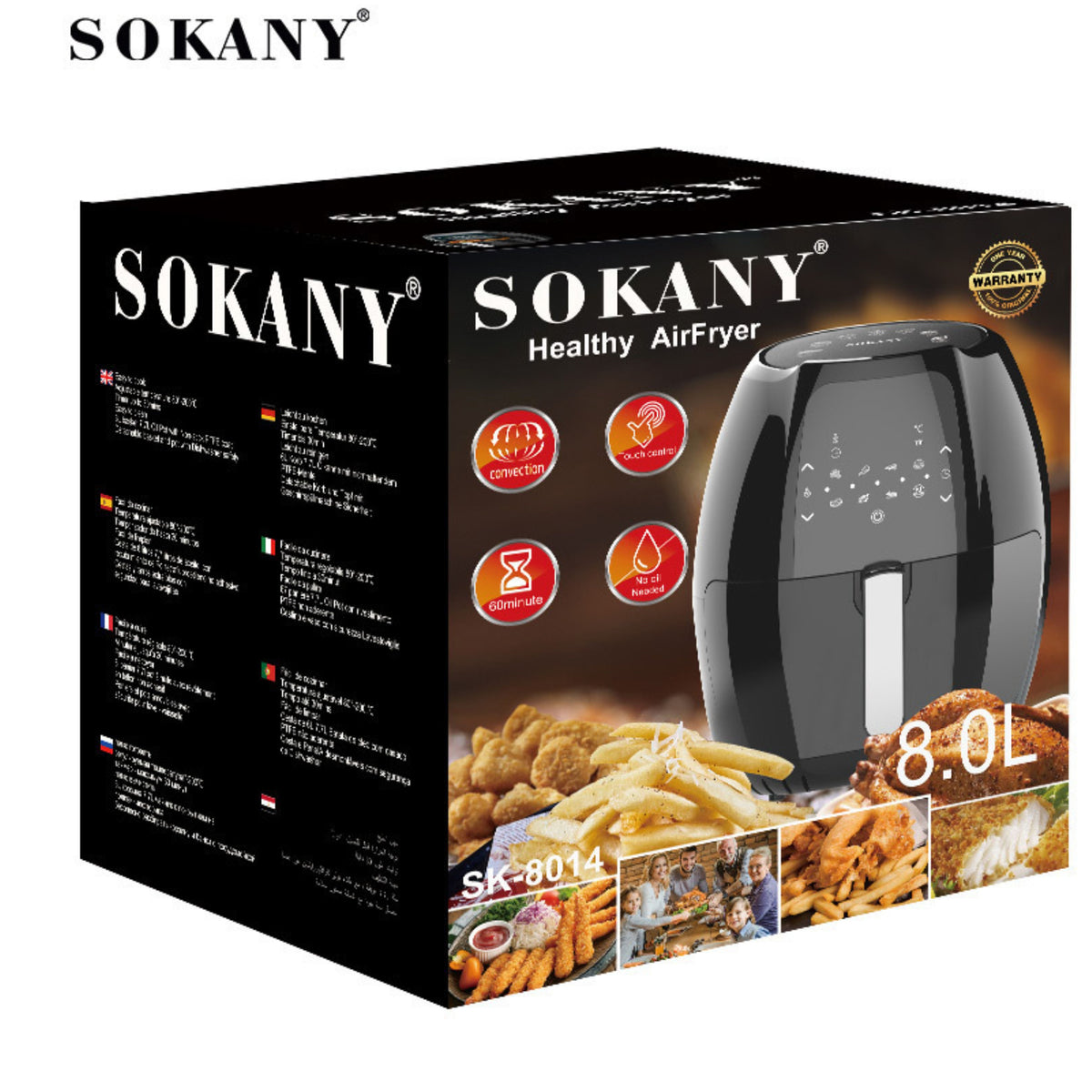 SOKANY SK-8014 Digital Air Fryer with LCD Screen and 8.0L Capacity
