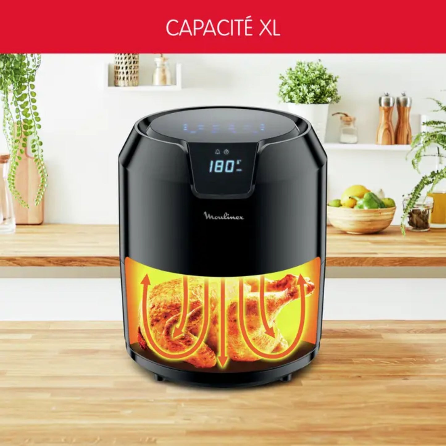 Moulinex Easy Fry Digital Oil Free Deep Fryer XL + Grill, Capacity 4.2 L, 6 People, 8 Automatic Programs, Touch Screen, Auto Shut-off, Air Fryer
