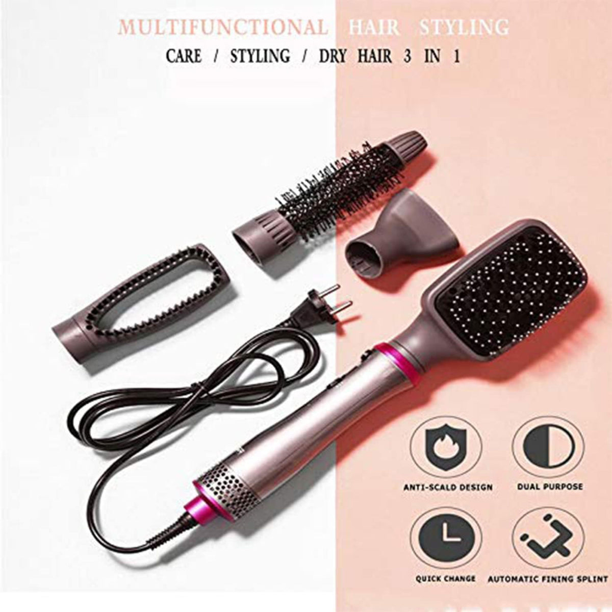 Vgr V-408 Professional Hot Air Styler Set For Women'S (Grey, Pink)