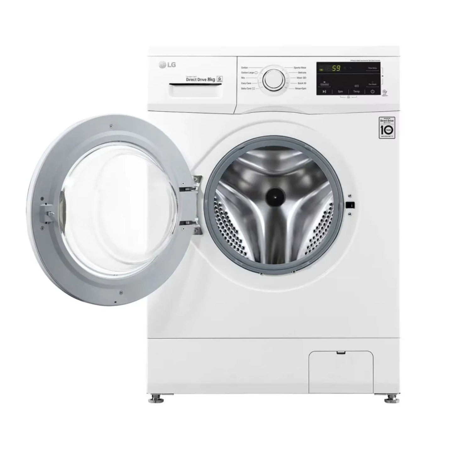 LG 8kg Front Load Washing Machine White