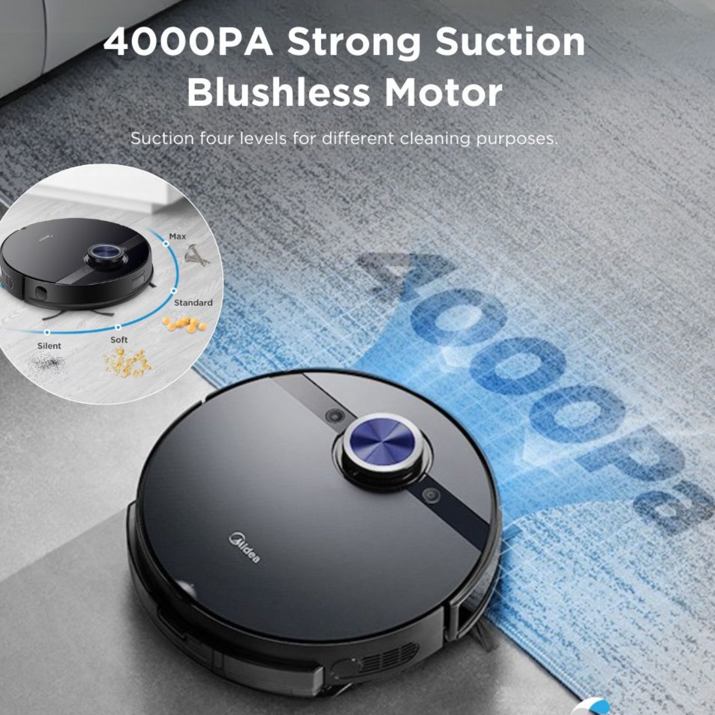 Midea M7 Pro Robotic VAC/SWEEPER - Black Vibration Cleaning, 2 Water Tanks, App-Controlled, Remotely Controlled.