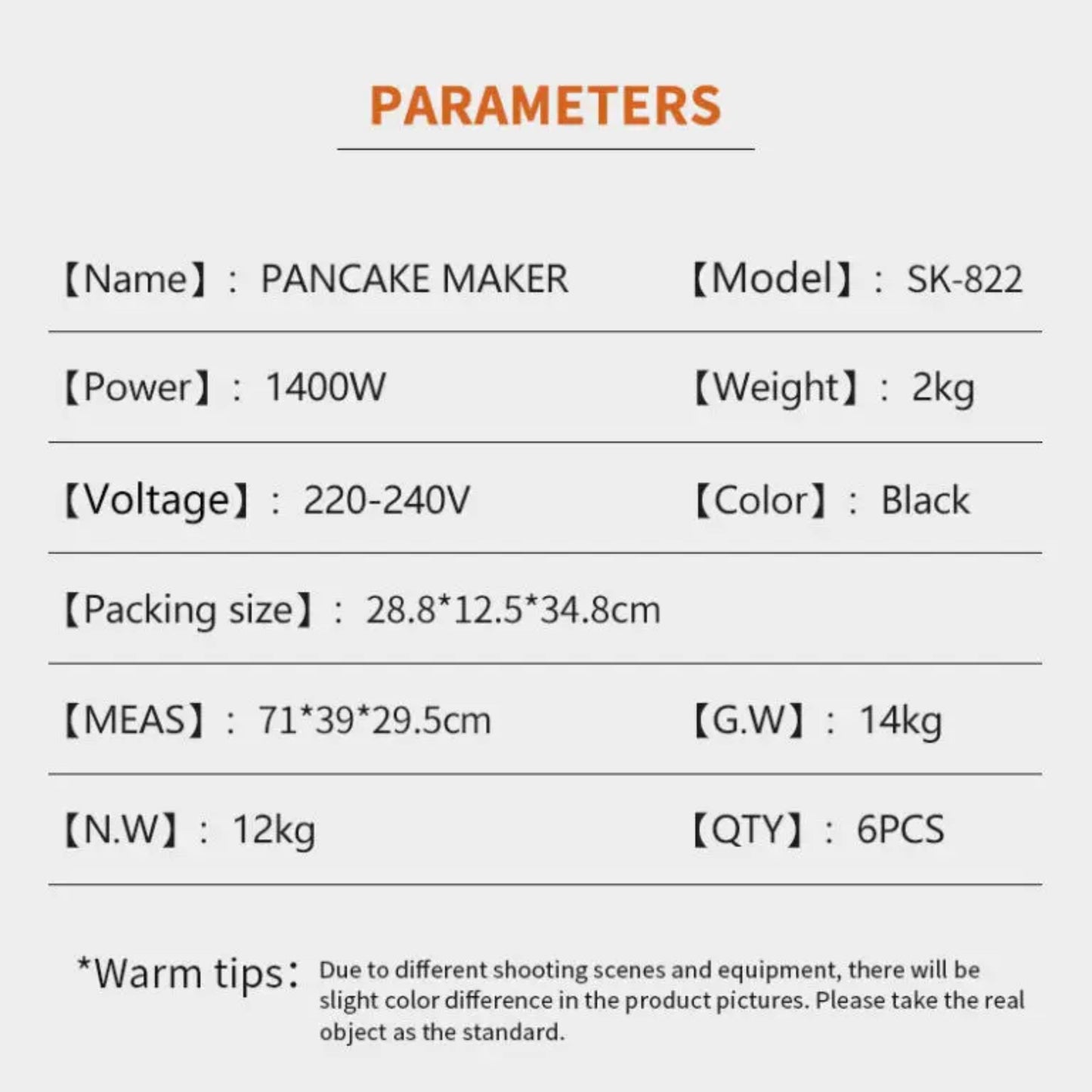 SOKANY, PANCAKE MAKER 1400W