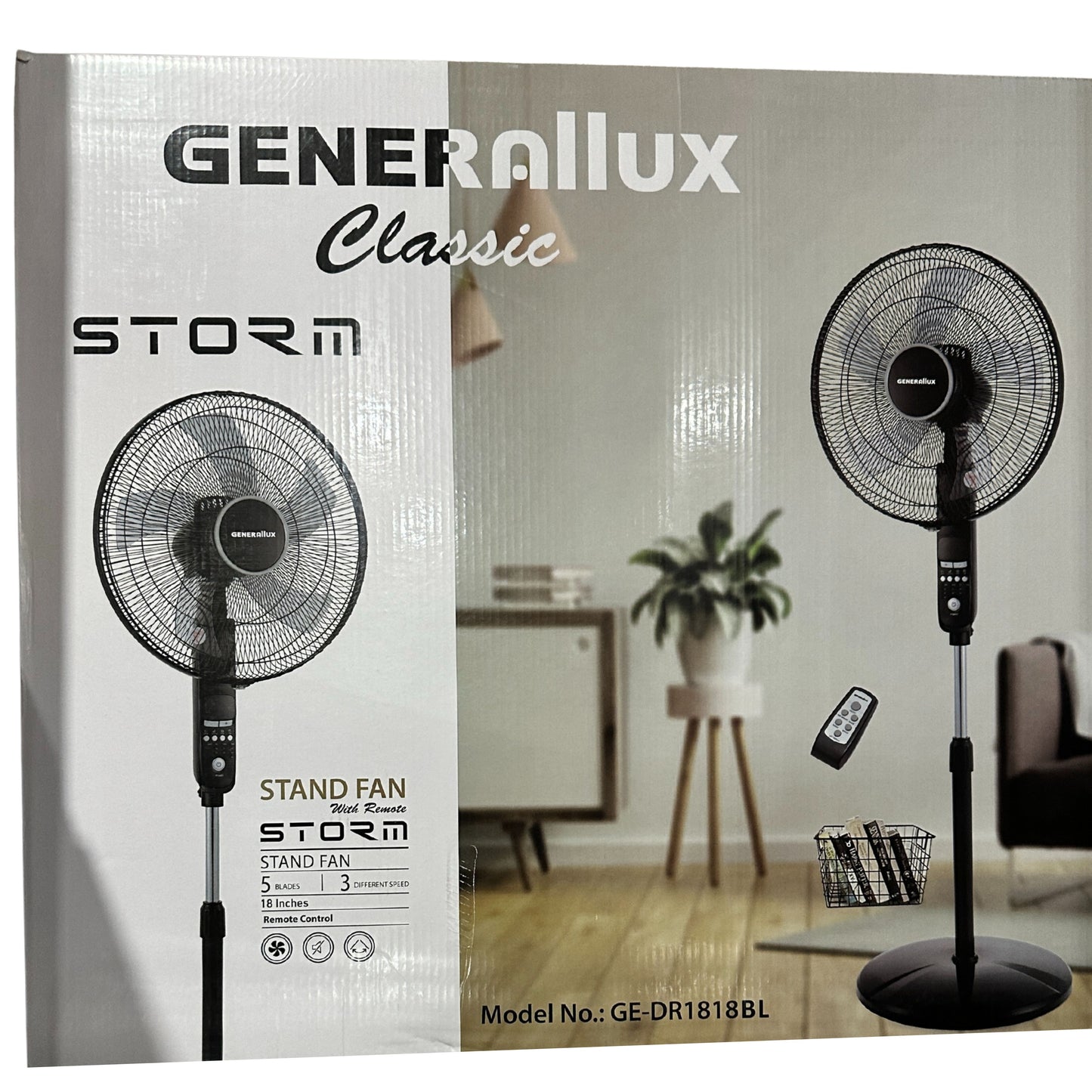 Generallux storm stand fan 18'' with remote control