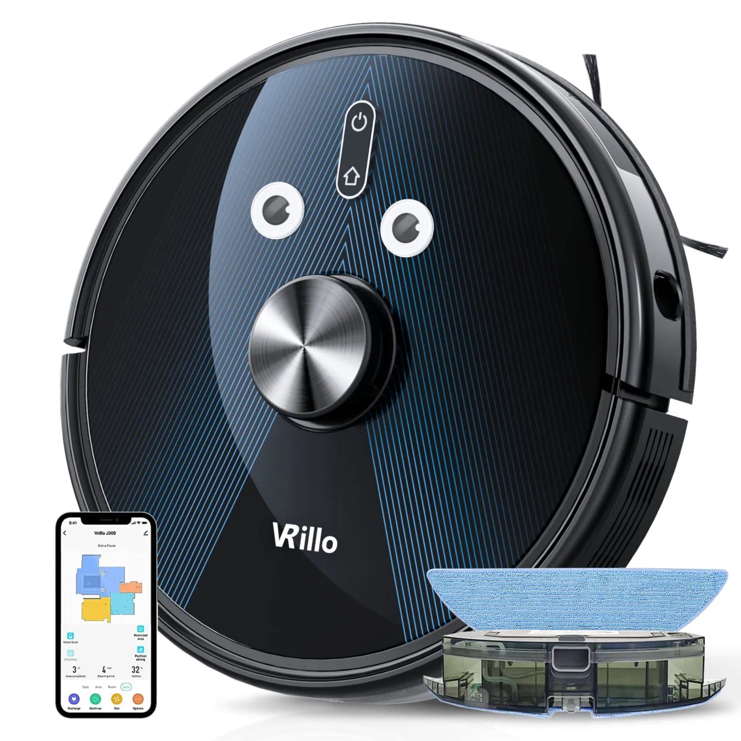 VRillo LDS Navigation Robot Vacuum Cleaner with Mop,Real-time map,5200mAh Battery,Tuya app anc Voice Control