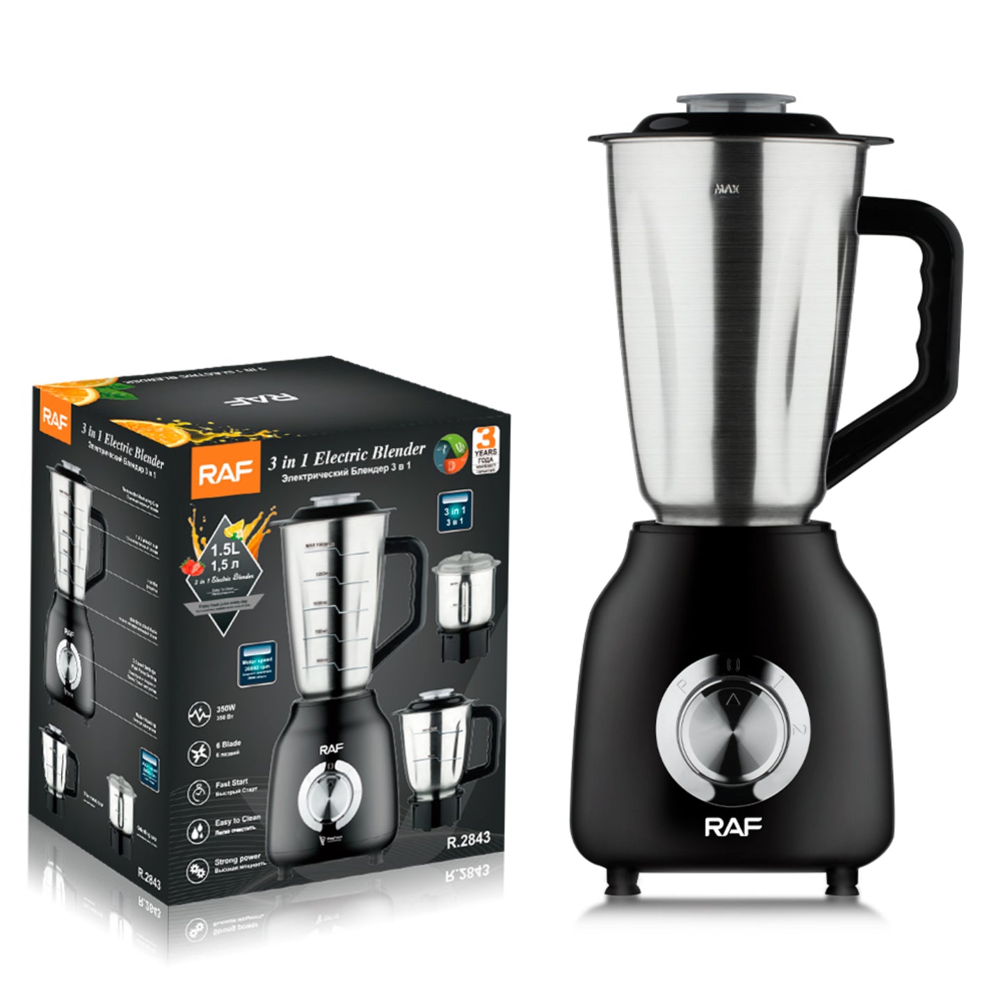 Raf stainless 3 in 1 Strong Power Electric Blender 350W