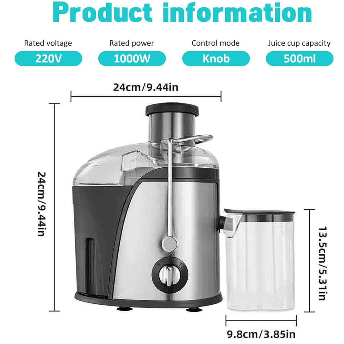 Sinboss Fruit Juicer Machines 1000W, 400Ml Compact Centrifugal Extractor, Stainless Steel Body, Large Feed Chute, 2-Speed Adjustment Anti-slip Fee, Juicer Extractor...