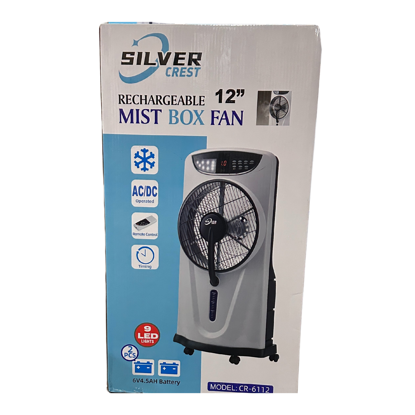Silver crest Rechargeable Electric Water Mist Fan – Powerful Portable Outdoor and indoor Air Mist Fan with Remote Control