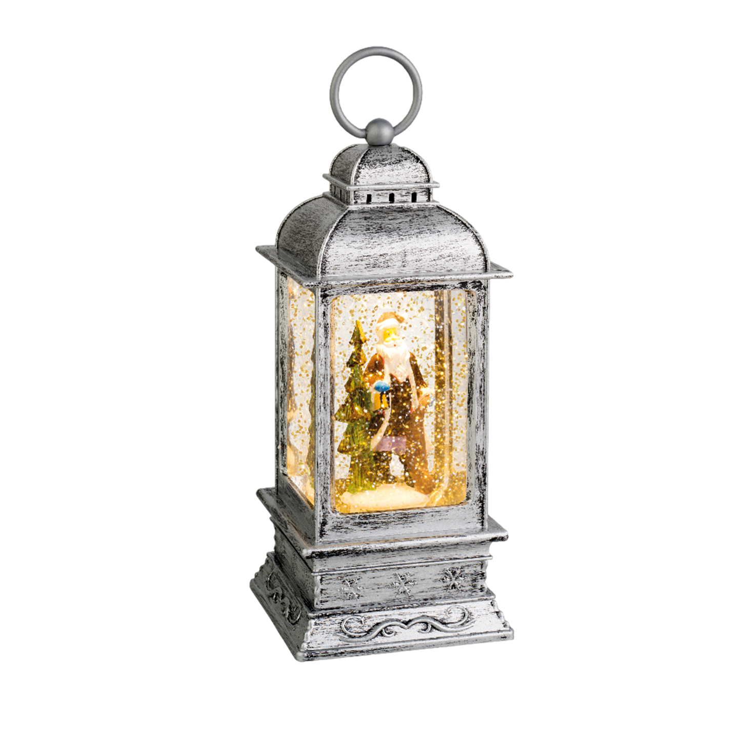 LED water spinner plastic lantern steady BO indoor L.10.5cm x W.10.5cm x H.24cm
