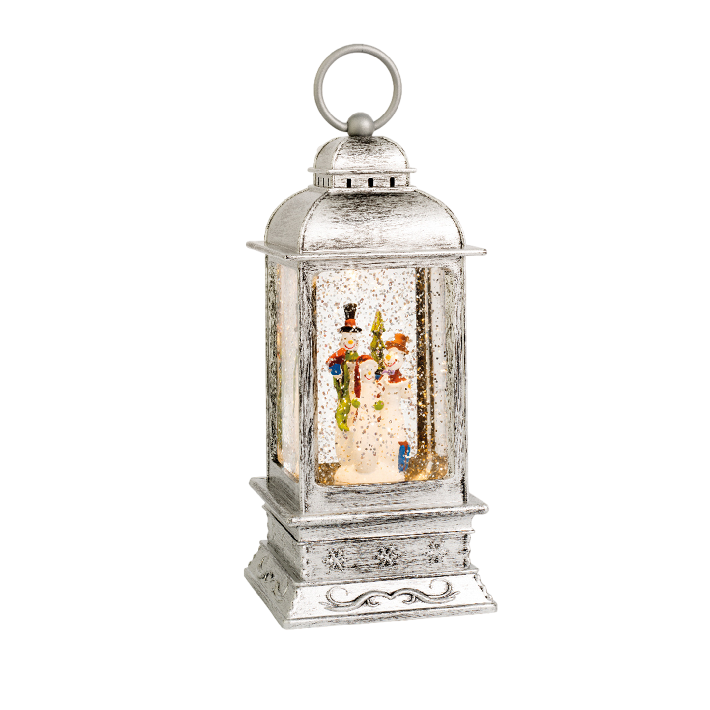 LED water spinner plastic lantern steady BO indoor L.10.5cm x W.10.5cm x H.24cm