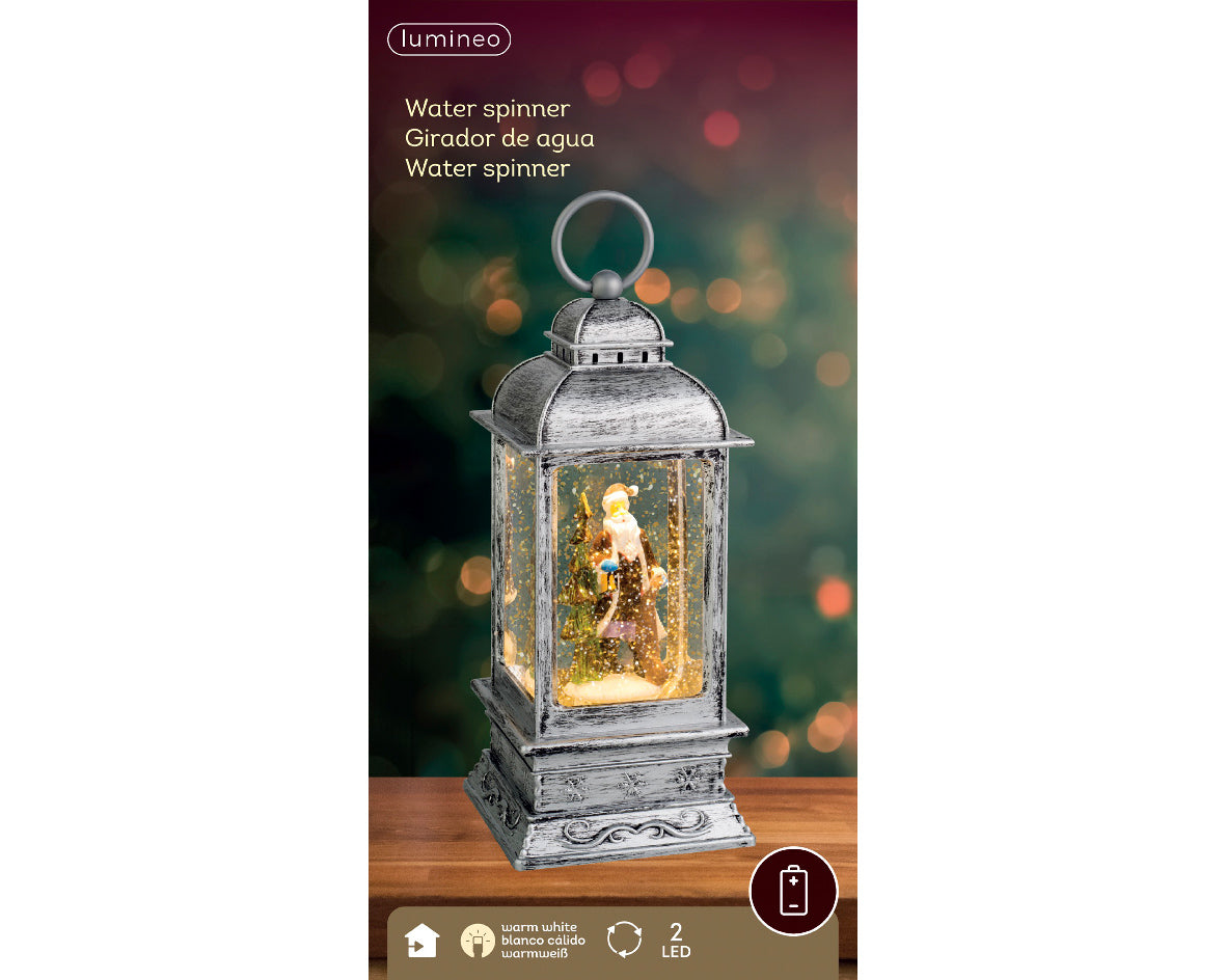 LED water spinner plastic lantern steady BO indoor L.10.5cm x W.10.5cm x H.24cm